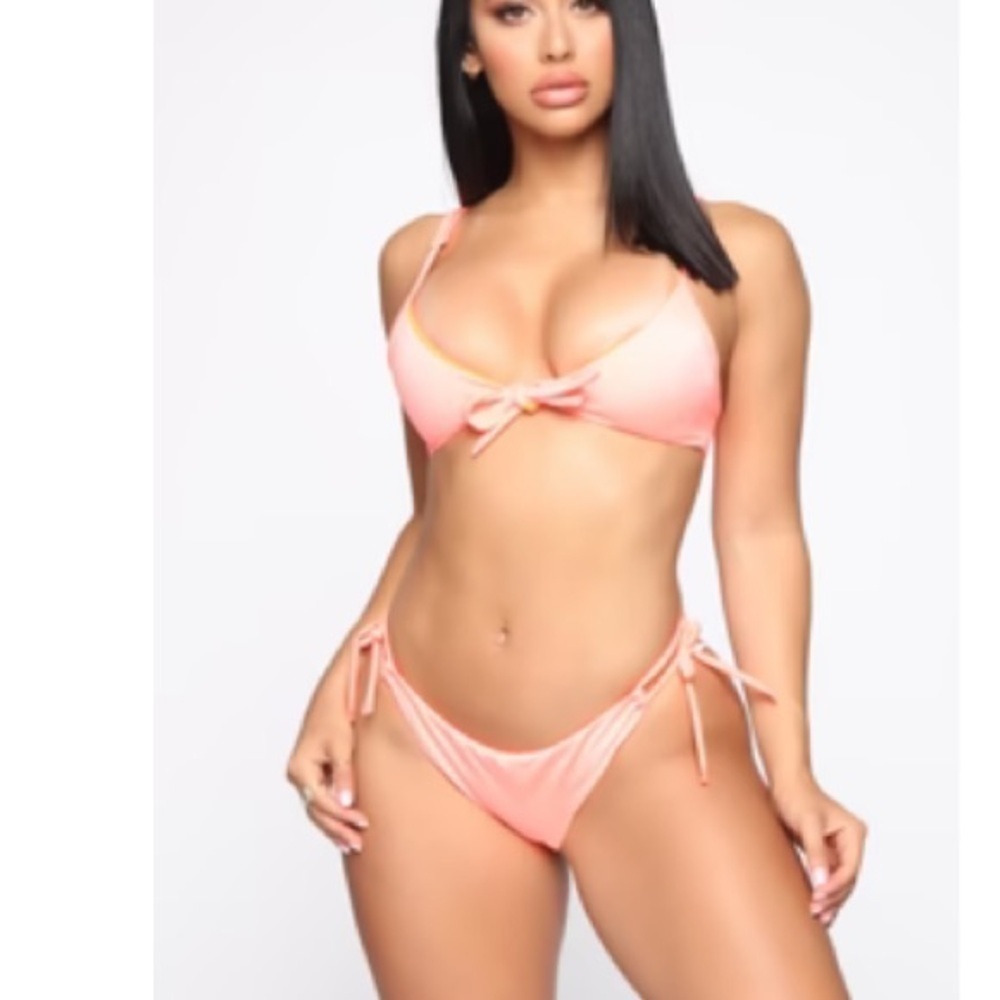 NWT Fashion Nova Knot my problem neon coral bikini L beach vacation